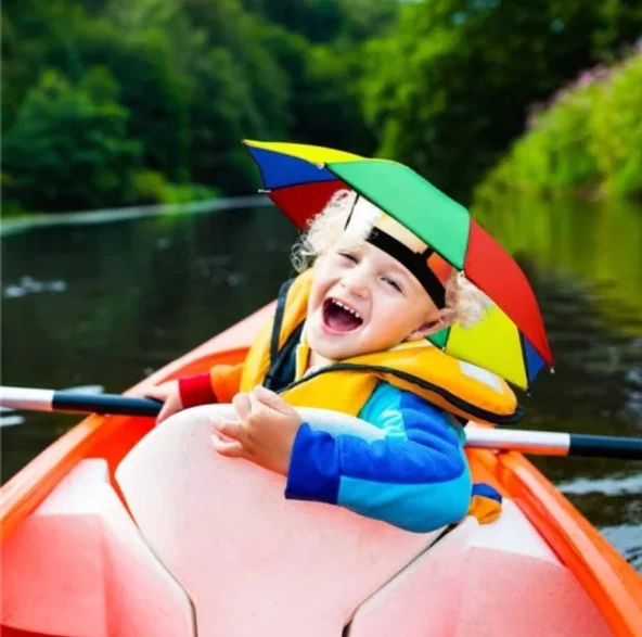 Gökkuşağı Kafa Şemsiyesi Güneş Şemsiyesi Gökkuşağı Standart - 4