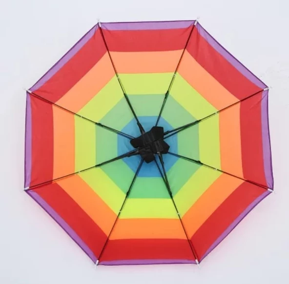 Gökkuşağı Kafa Şemsiyesi Güneş Şemsiyesi Çok Renkli Standart - 3