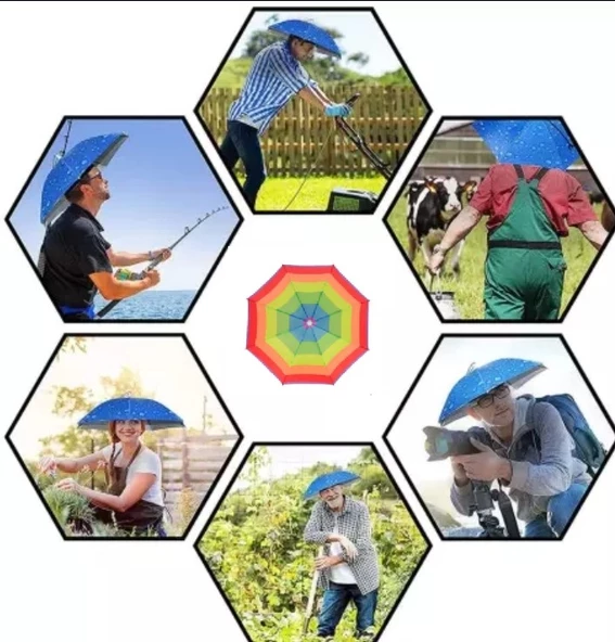 Gökkuşağı Kafa Şemsiyesi Güneş Şemsiyesi Çok Renkli Standart - 7