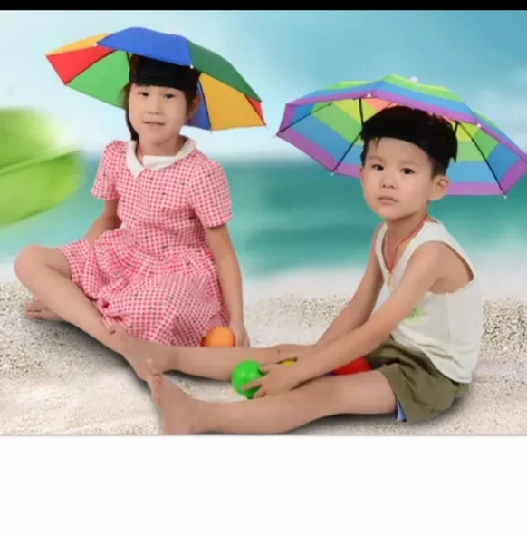 Gökkuşağı Kafa Şemsiyesi Güneş Şemsiyesi Çok Renkli Standart - 5