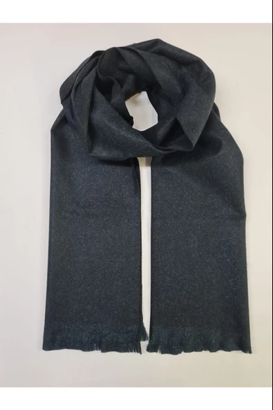 Erkek Düz Siyah Yün Atkı Füme Tek Ebat - 2