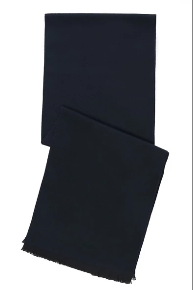 Erkek Düz Siyah Yün Atkı Lacivert Tek Ebat - 2