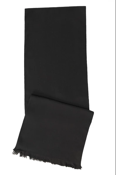 Erkek Düz Siyah Yün Atkı Siyah Tek Ebat