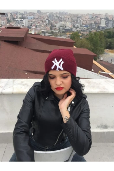 Ny  New York Yankees Nakışlı Bere  Bordo Tek Beden - 6