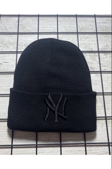 Ny  New York Yankees Nakışlı Bere  Siyaha Siyah Tek Beden - 2