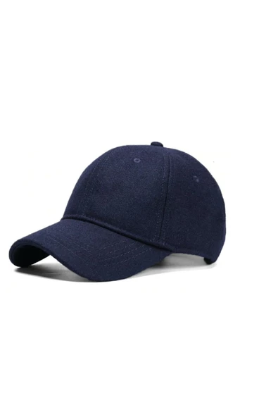 Kışlık Kaşe  Kep Beyzbol Şapka Kaşe Şapka  Lacivert Tek Ebat - 2