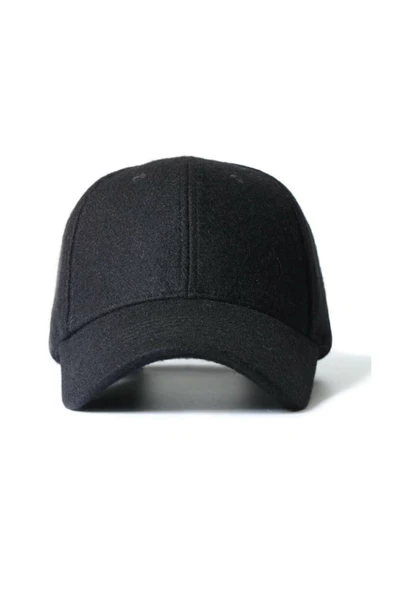 Kışlık Kaşe  Kep Beyzbol Şapka Kaşe Şapka  Siyah Tek Ebat - 4