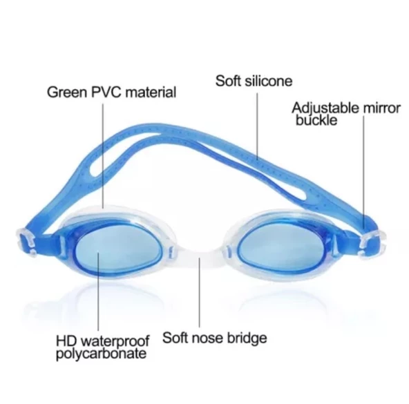 Mavi Çocuk Yüzücü Gözlüğü Havuz Deniz Gözlüğü 9-14  yaş  Mavi - 3