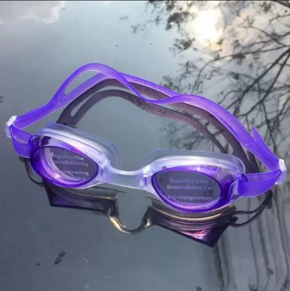 Mavi Çocuk Yüzücü Gözlüğü Havuz Deniz Gözlüğü 9-14 yaş Mor - 3