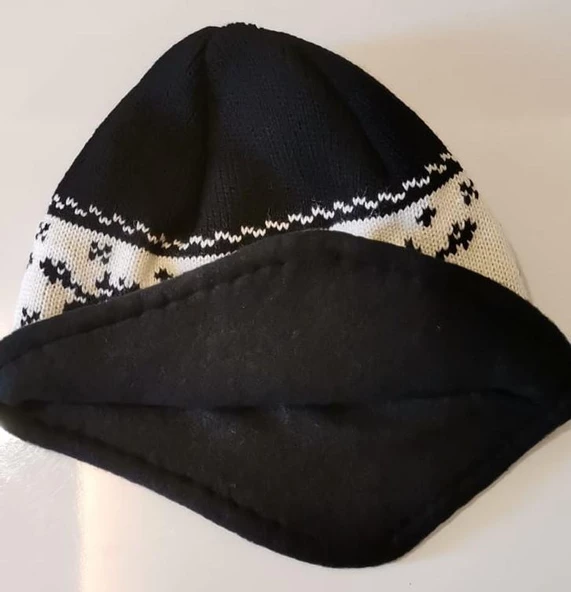 İçi Polarlı Kulaklı Bere Kışlık Bere   Gri - Resim 4