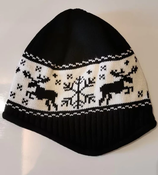 İçi Polarlı Kulaklı Bere Kışlık Bere   LACİVERT - Resim 2