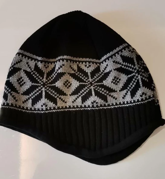 İçi Polarlı Kulaklı Bere Kışlık Bere   LACİVERT - Resim 7