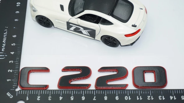 DK Tuning C 220 Bagaj Kırmızı Siyah ABS Yazı Logo Benz İle Uyumlu - 2
