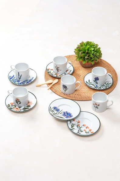 Porland Flower Garden Çay Fincanı 180cc 6 Kişilik 12 Parça