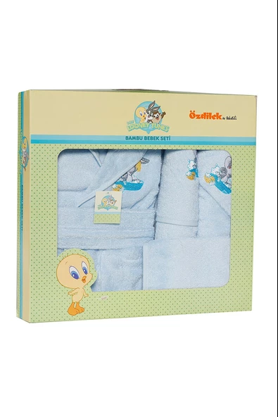 Özdilek Erkek Bebek Bambu Bornoz Seti Bugs Bunny Mavi 0018