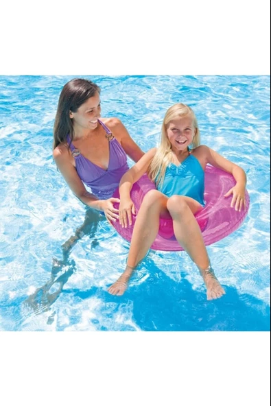 Şeffaf Jumbo Şişme Simit 76 Cm Pembe