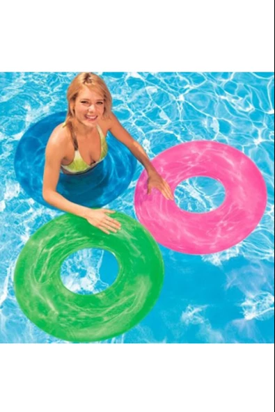 Şeffaf Jumbo Şişme Simit 76 Cm Mavi - 4