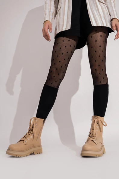 Polle Ten Rengi Bağcıklı Asker Postalı Günlük Hafif Kalın Taban Bot - 3