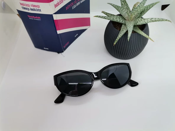 Cat Eye Bayan Oval Güneş Gözlüğü Beyaz Güneş Gözlüğü Siyah Tek Ebat - 3