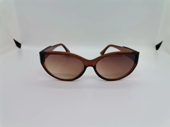 Cat Eye Bayan Oval Güneş Gözlüğü Beyaz Güneş Gözlüğü Kahverengi Tek Ebat