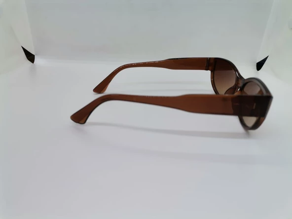 Cat Eye Bayan Oval Güneş Gözlüğü Beyaz Güneş Gözlüğü Kahverengi Tek Ebat - 4