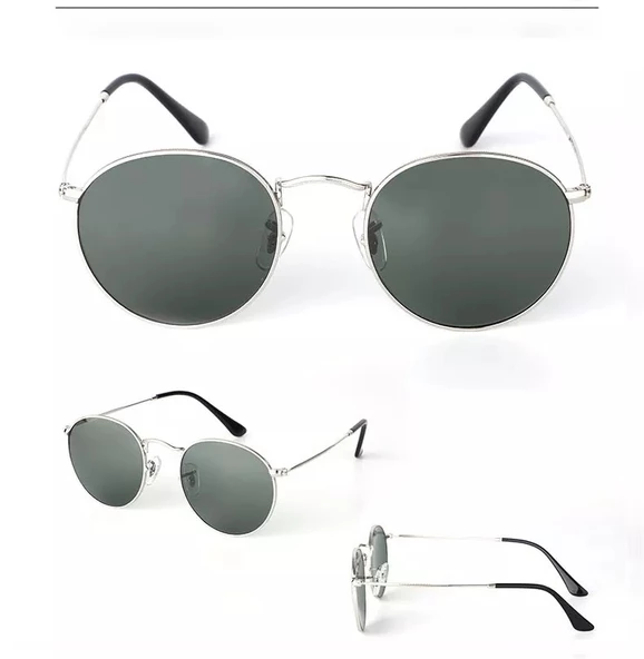 Oval Güneş Gözlüğü Sarı Çerçeve Siyah Cam Unisex Gümüş Tek Ebat - 4