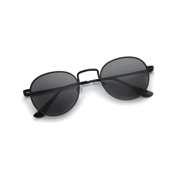 Oval Güneş Gözlüğü Sarı Çerçeve Siyah Cam Unisex Siyah Tek Ebat - 3