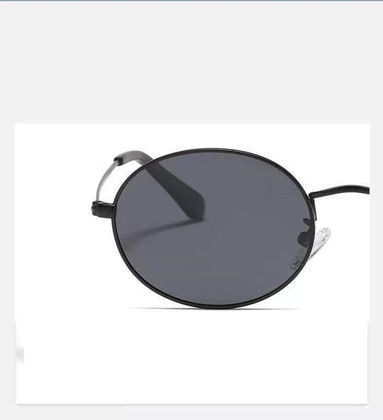 Oval Güneş Gözlüğü Sarı Çerçeve Siyah Cam Unisex Siyah Tek Ebat - 7