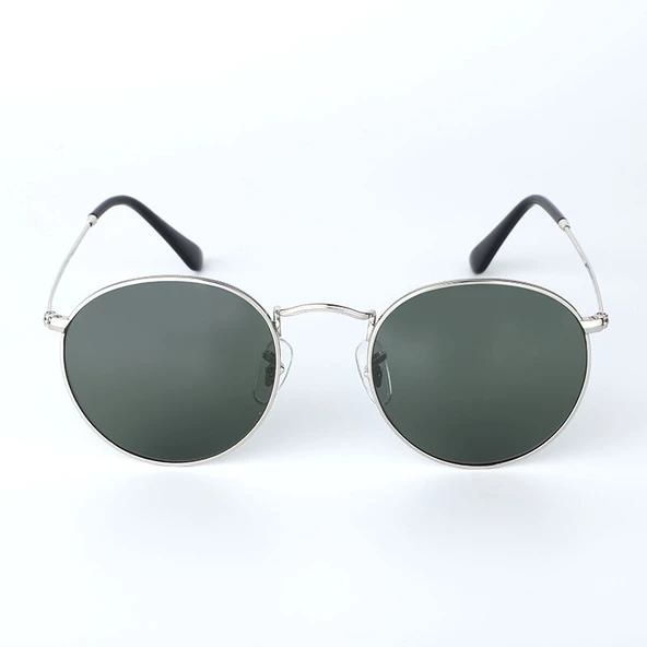 Oval Güneş Gözlüğü Sarı Çerçeve Siyah Cam Unisex Gümüş Tek Ebat - 3