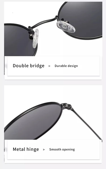 Oval Güneş Gözlüğü Sarı Çerçeve Siyah Cam Unisex Siyah Tek Ebat - 6