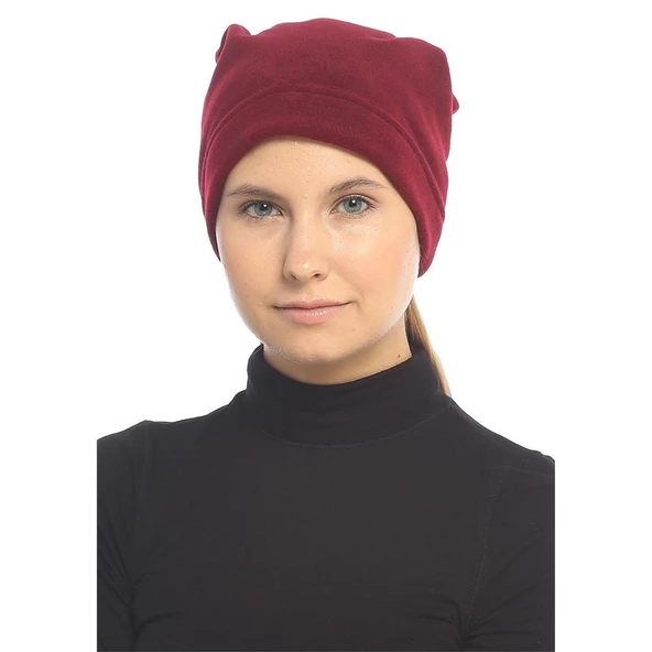 Kadın Polar Boyunlık Bere - Haki Bordo - 3