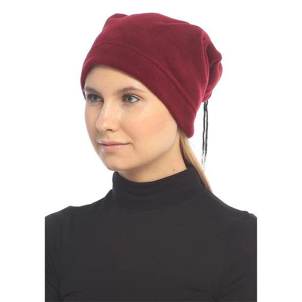 Kadın Polar Boyunlık Bere - Haki  Bordo - 2