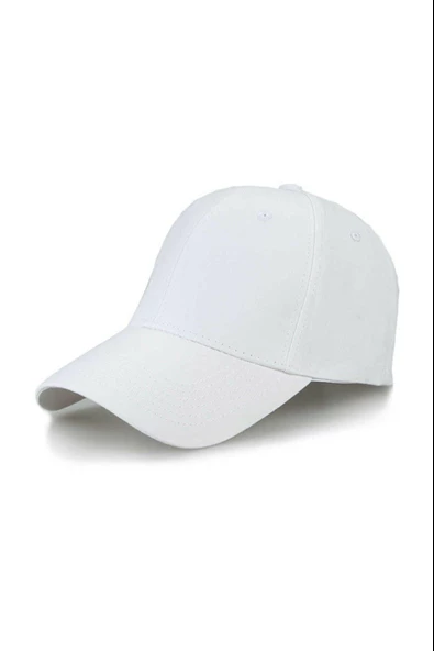 Pembe Basic Unisex Spor Düz Şapka Kep Beyaz Tek Ebat - 2