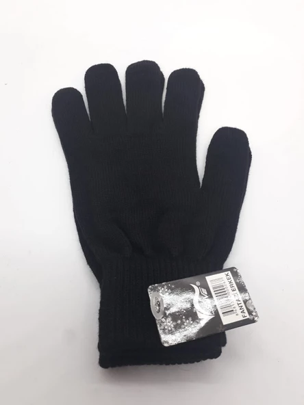 Kaliteli Triko Erkek Siyah Örgü Eldiven Siyah Erkek Tek Ebat - 2