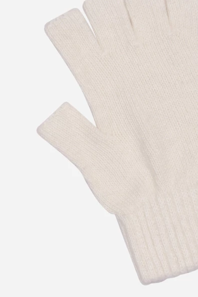 Antrasit Unisex Triko Kesik Eldiven Krem Tek Ebat - 2