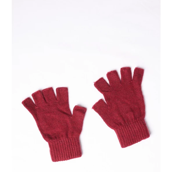 Antrasit Unisex Triko Kesik Eldiven Bordo Tek Ebat - 3