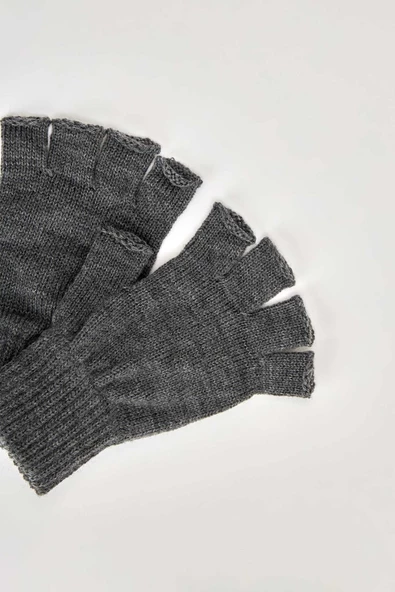 Antrasit Unisex Triko Kesik Eldiven Antrasit Tek Ebat