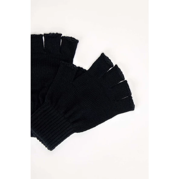 Antrasit Unisex Triko Kesik Eldiven Lacivert Tek Ebat - 2