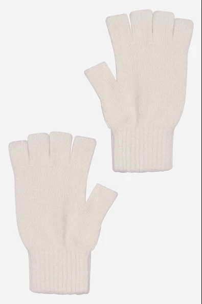 Antrasit Unisex Triko Kesik Eldiven Krem Tek Ebat