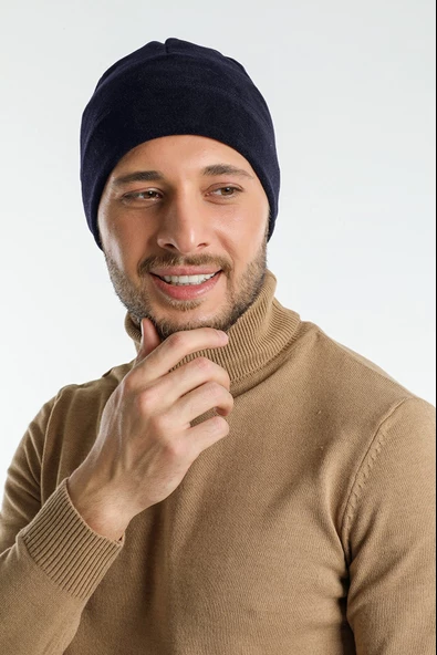 Polar Bere Kayak Beresi Siyah Yumuşak Ve Sıcak Tutan Polar  Lacivert Tek Beden - Resim 3