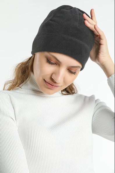 Polar Bere Kayak Beresi Siyah Yumuşak Ve Sıcak Tutan Polar  Antrasit Tek Beden