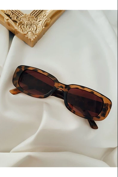 Chunky Frame Vintage Şeffaf Pembe Güneş Gözlüğü  Leopar Tek Ebat - 5