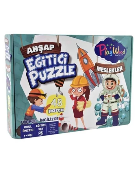 Playwood Ahşap Eğitici Puzzle Meslekler 48 Parça ONY06