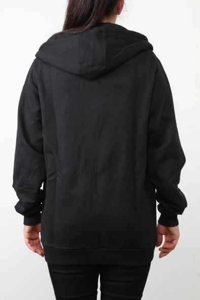 Hipatu 2 İp Şardonlu Fermuarlı Kapşonlu Oversize Sweatshırt Ceket - 4