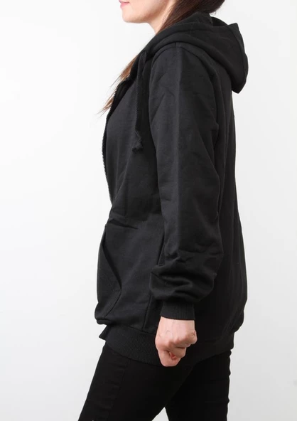 Hipatu 2 İp Şardonlu Fermuarlı Kapşonlu Oversize Sweatshırt Ceket - 6