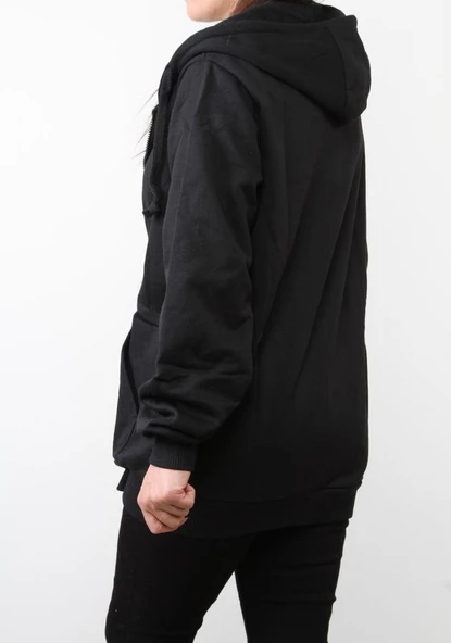 Hipatu 2 İp Şardonlu Fermuarlı Kapşonlu Oversize Sweatshırt Ceket - 5