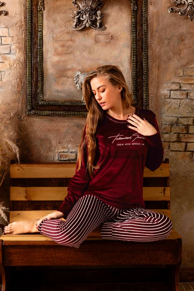 Nisanca Kışlık Kadın Kadife Pijama Takımı - Süper Soft Serisi - Resim 10