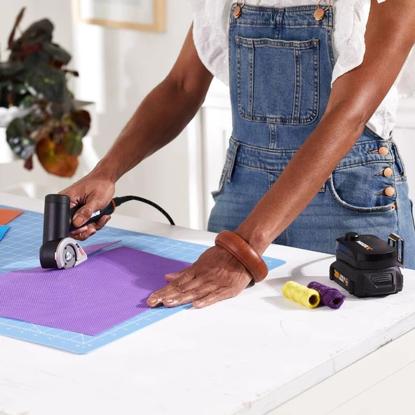 Worx Wx745.9 Makerx 20Volt Profesyonel 38Mm Kumaş, Deri, Karton Kesici (Akü Dahil Değildir) - 7