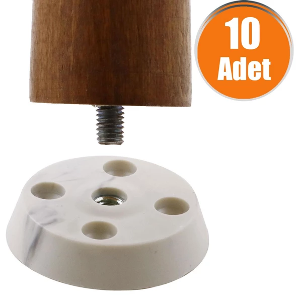 Mobilya Masa Sehpa Ayağı Bağlantı Aparatı Düz Ayak Tabanı Beyaz (10 ADET)