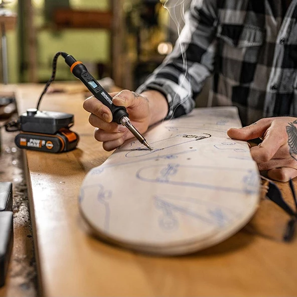Worx Wx744.9 Makerx 20Volt Profesyonel Dijital Lehim Tabancası + 12 Aksesuar (Akü Dahil Değildir) - 8